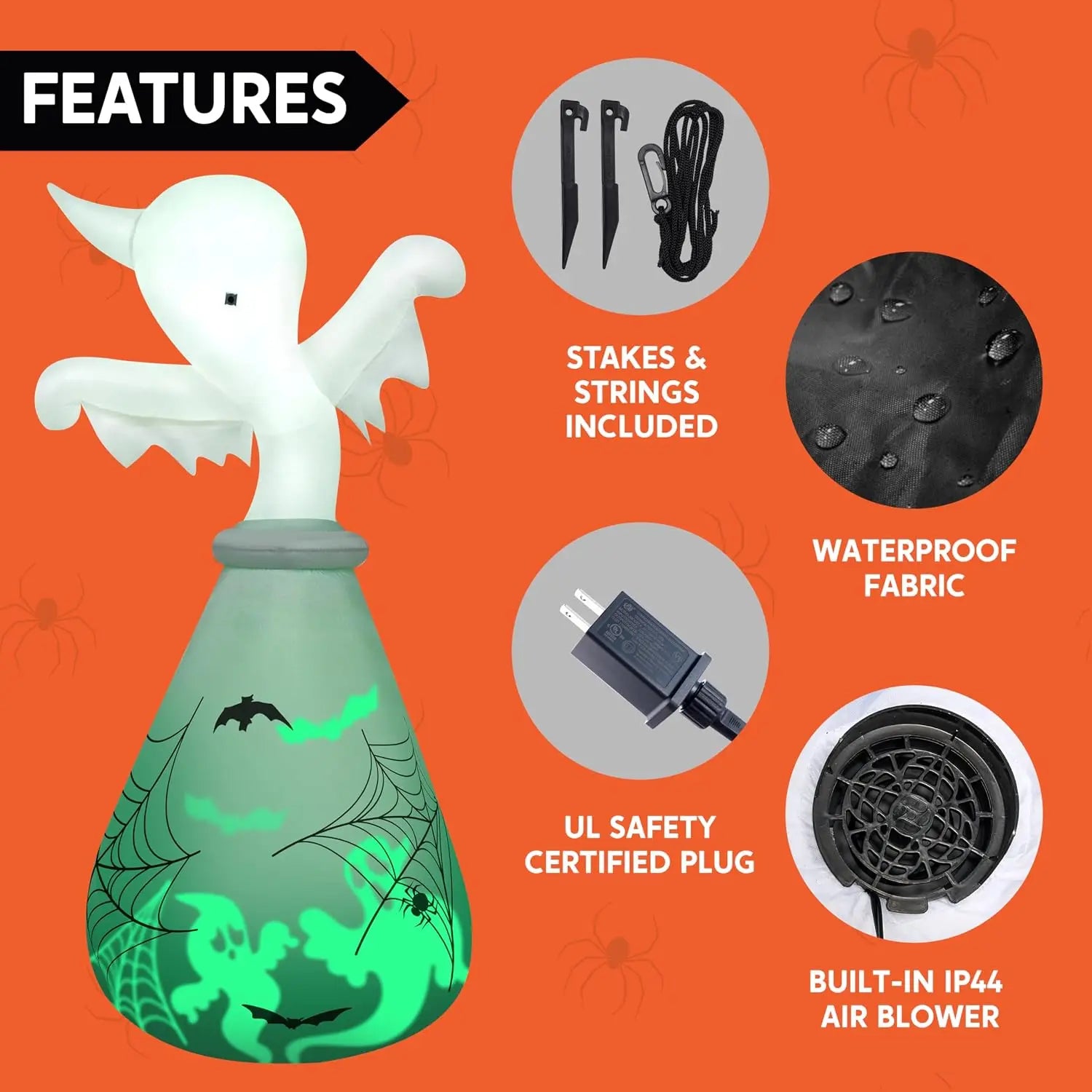 6 Ft Halloween Inflatable Outdoor Decoration, Ghost Inflatable Halloween Decor Outdoor, Blow Up Ghost in the