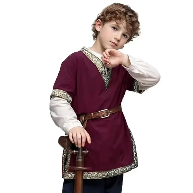 Medieval Shirt Costume T Shirt Child Boys Girls Vikings Pirate Shirt Knight Cotton