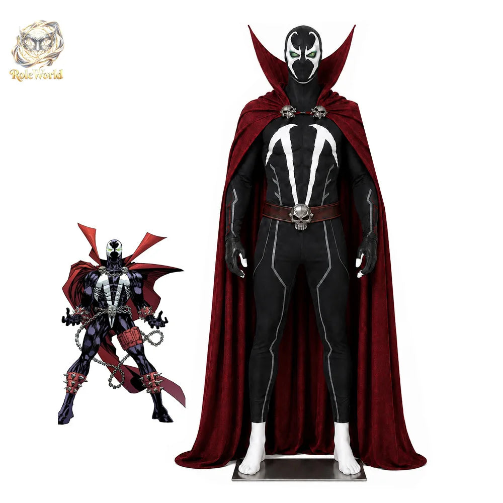 Spawn Full Set Costume Superhero Battle Suit with Cape for Halloween Men Outfit - Costume / S