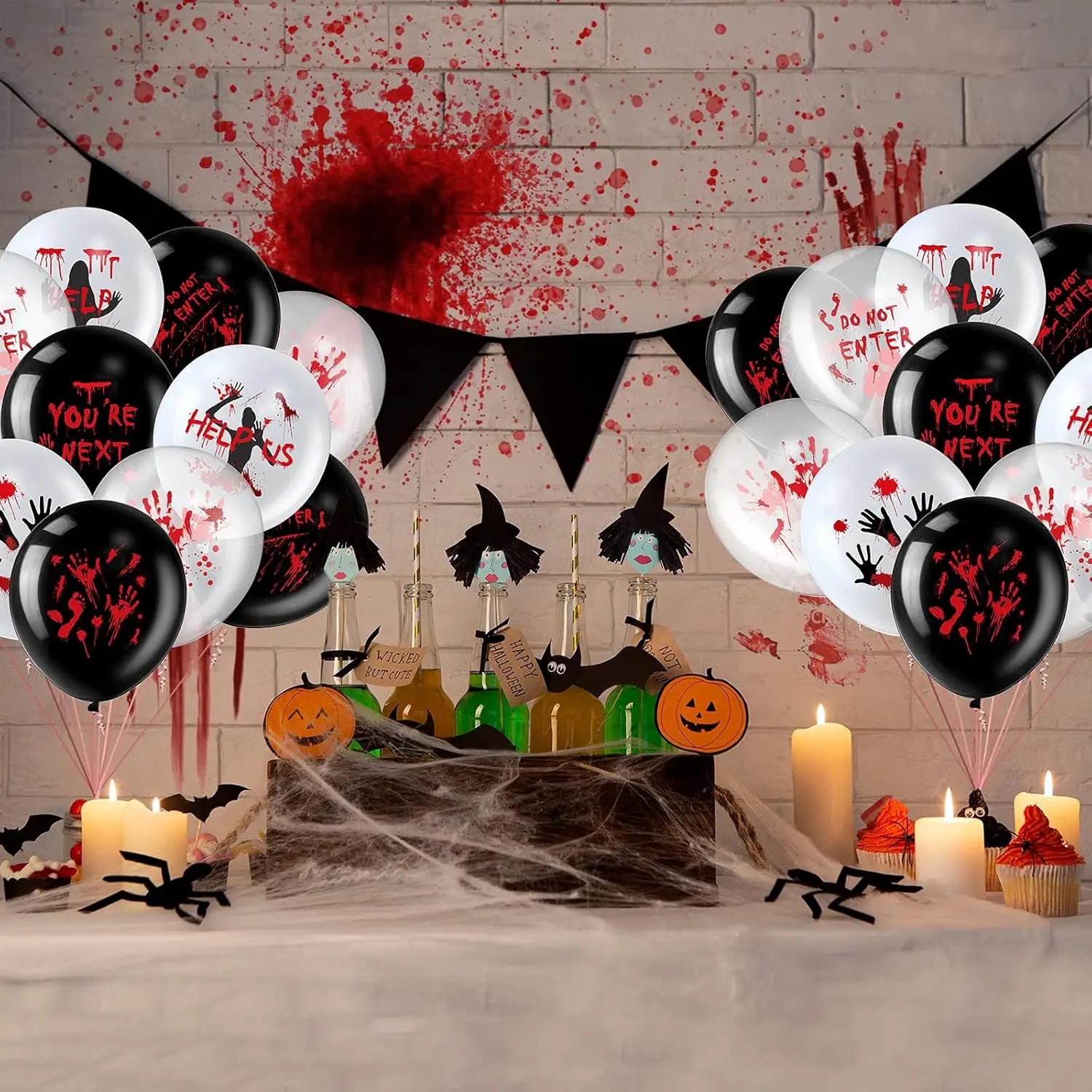 Halloween Balloons, 12 Inch Bloody Balloon, Horror Balloons with Scary Blood Handprint Zombie Latex Balloon - product image 3