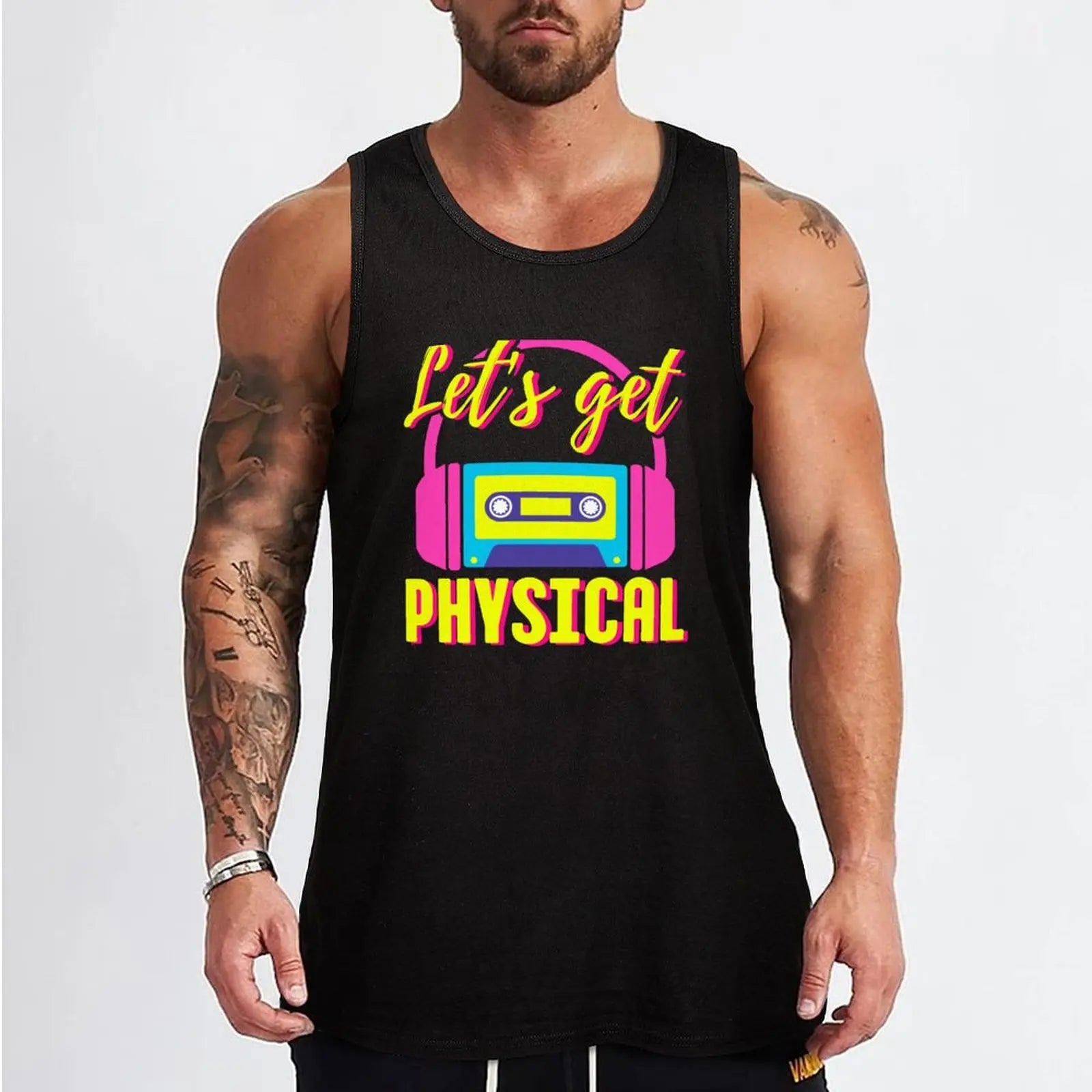 Lets Get Physical 80s Costume Party Retro Eighties Workout 1980s Tank Top gym shirts sports suits male top - product image 2
