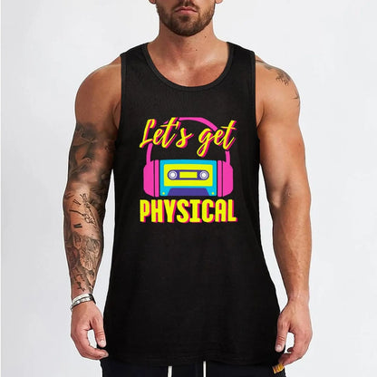 Lets Get Physical 80s Costume Party Retro Eighties Workout 1980s Tank Top gym shirts sports suits male top - product image 2