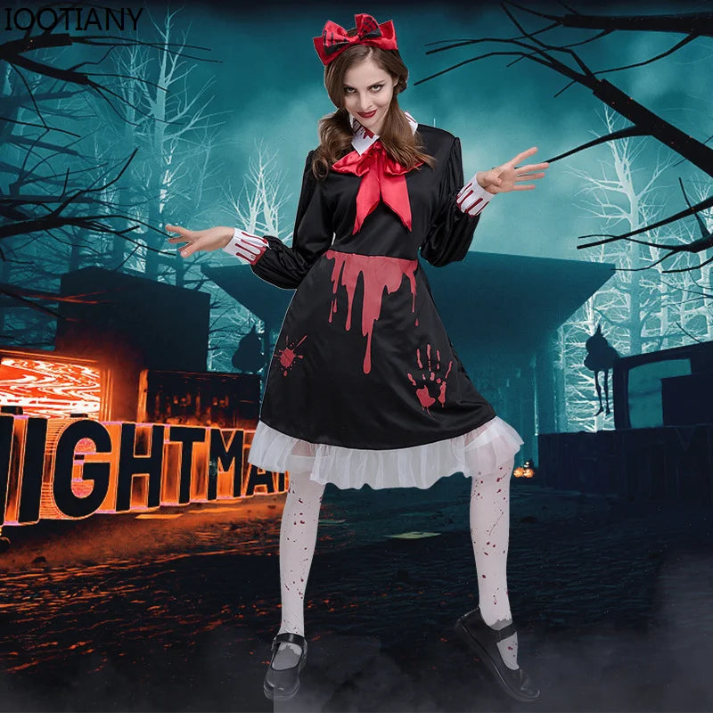 Horror Bloody Voodoo Doll Dress Halloween Costume Adult Girl Demon Vampire Performance - View 4