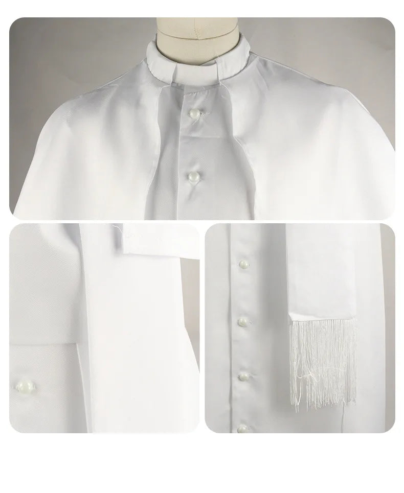 Medieval Solid Colour Godfather Priest Costume Halloween Priest Costume - Blue / M