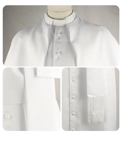 Medieval Solid Colour Godfather Priest Costume Halloween Priest Costume - Blue / M