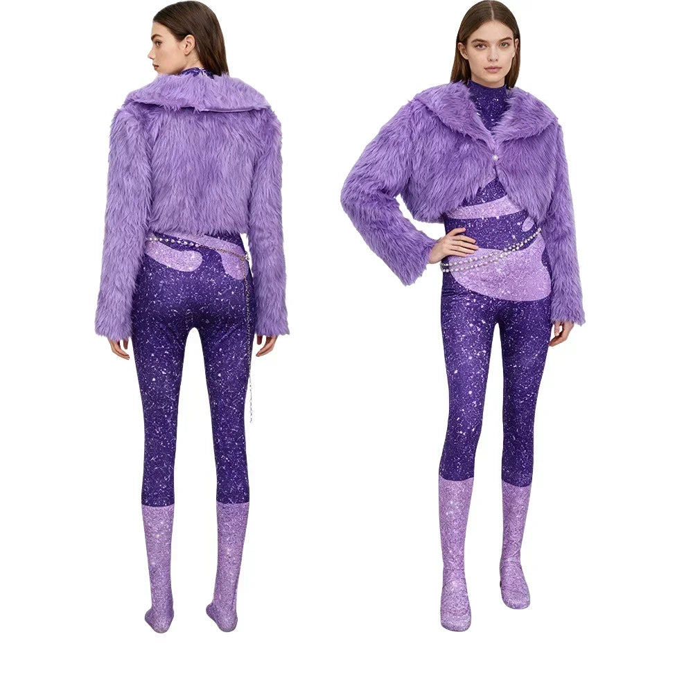 Women's Purple Gazelle-Inspired Stage Costume