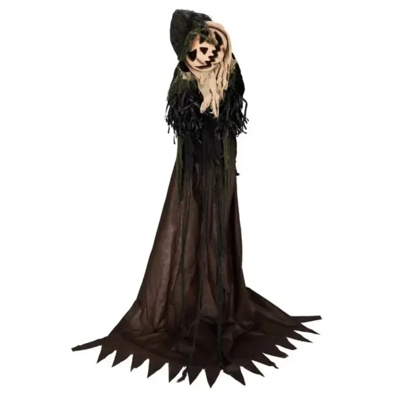 5.7ft Decorations Outdoor Life Size Animatronics Wizard with Pumpkin