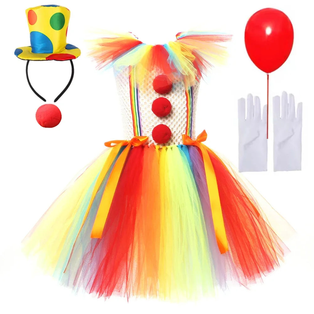 Clown Costumes Rainbow Tutu Dress for Kids Girls Circus Horror Clown - product image 5
