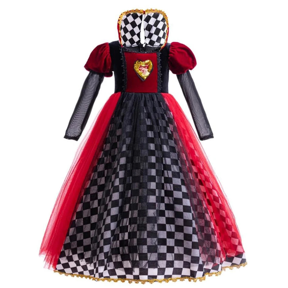 Girls Queen of Hearts Halloween Costume Dress