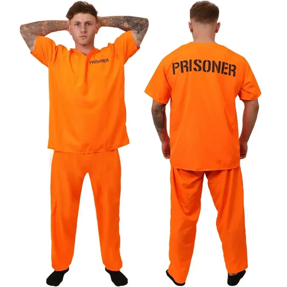 Adults Unisex Convicted Costume Prisoner Orange Prisoner Jumpsuit Jailbird Outfits