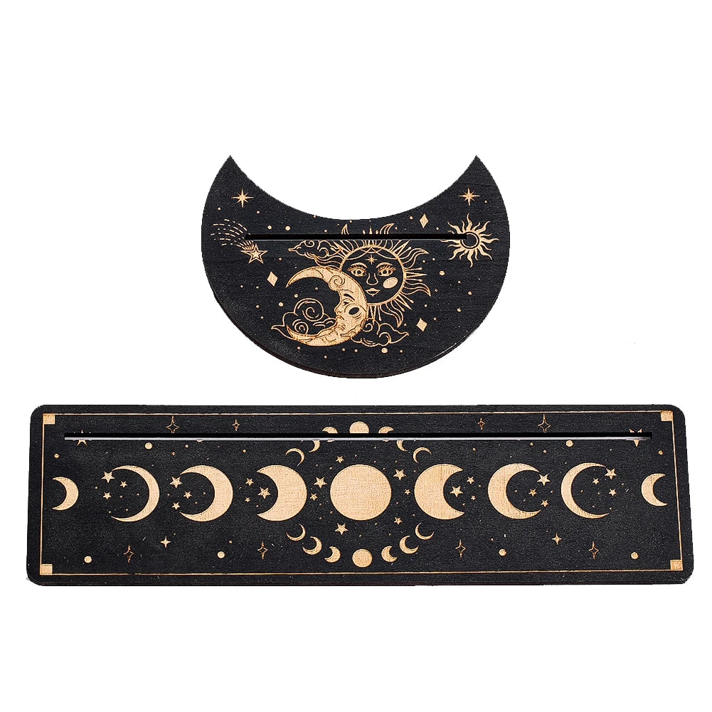 Sun & Moon Wooden Tarot Card Display Stand – 2 Piece Set