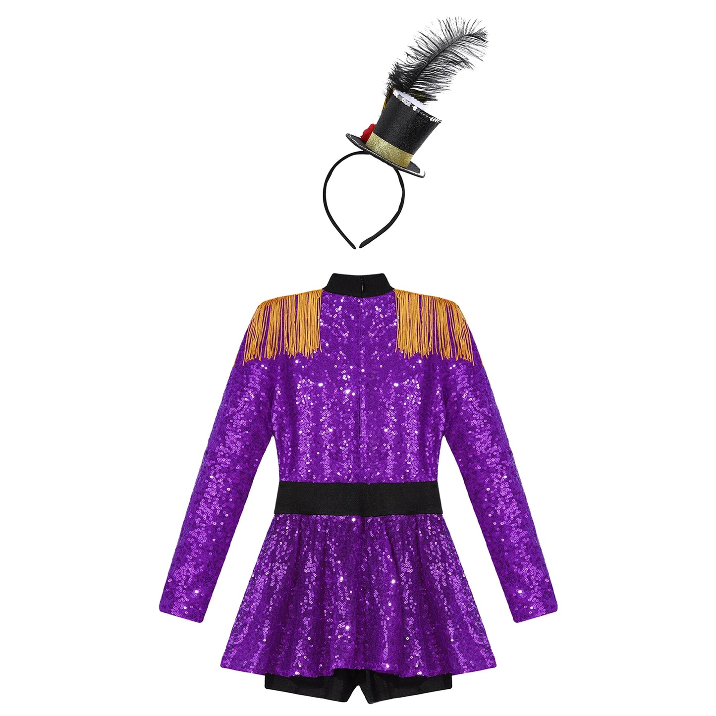 Kids' Ringmaster Circus Long Sleeve Tassel Shoulder Zipper Sequin Tutu Costume - alternate view 5