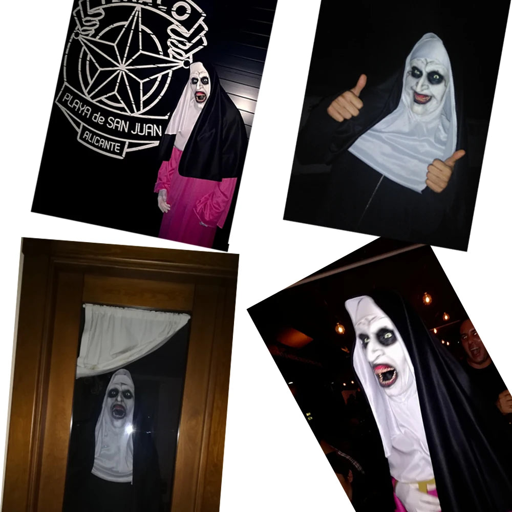 Horror the Nun Mask Costume Scary Bloody Demon Ghost Face Latex Masks with Headscarf - View 6