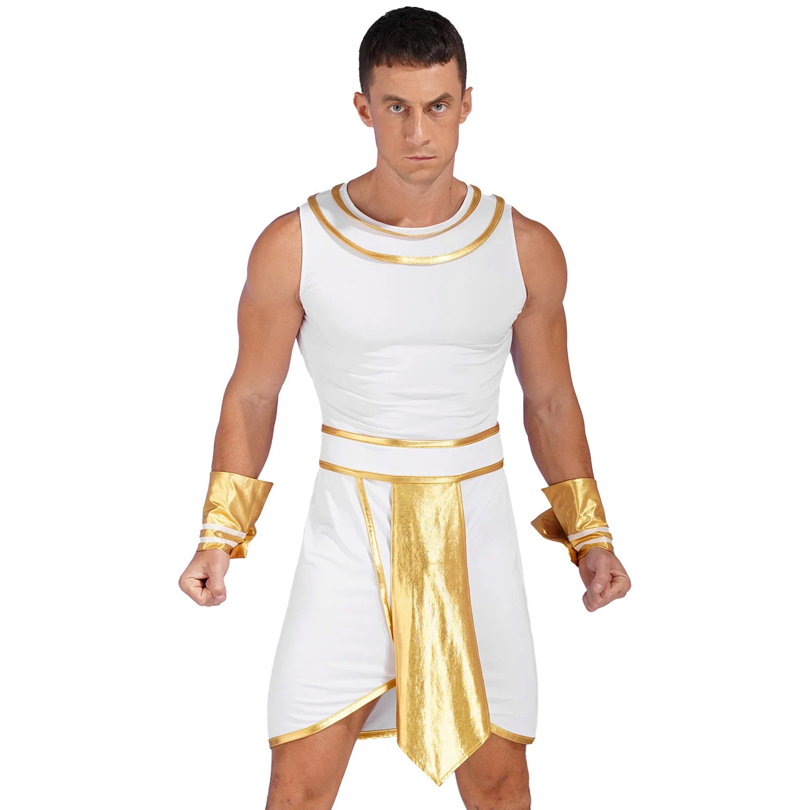 Men's Egyptian Ancient Greek Pharaoh Toga and Sleeves Metallic Costume - alternate view 2
