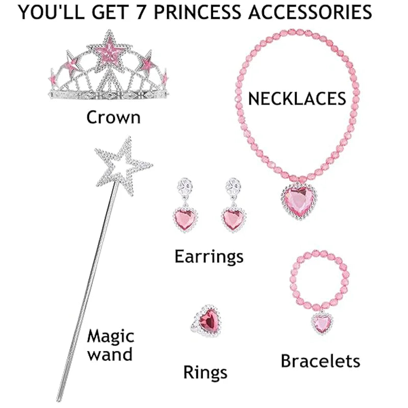 Movie Good Witch Costume Kids Pink Dress With Crown Magic Wand And Gloves For Girls Evil Halloween Birthday - product image 6