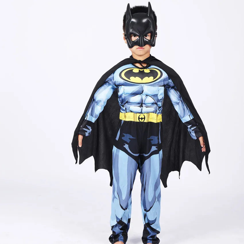 Halloween Kids Boys Bat Costume Batboy Fancy Black Superhero Costume Kids Costume Outfits - jumpsuit and mask / 100
