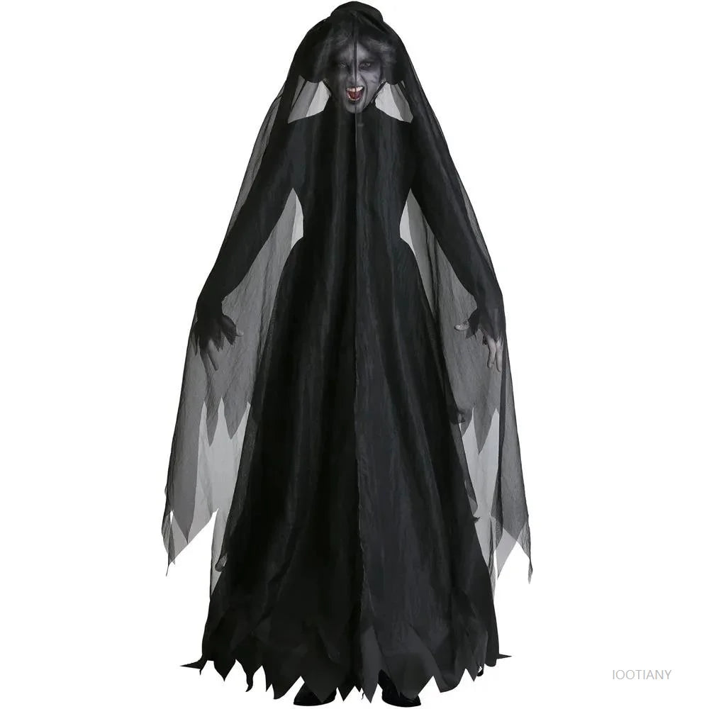 Adult Gothic Halloween Cosplay Death Hell Witch Dress Devil Vampire Uniform Black Long Skirt Costume Vintage - product image 1