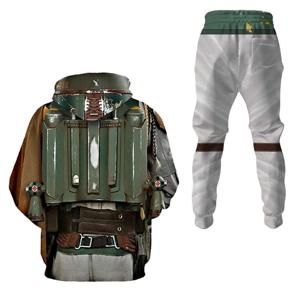 Din Djarin Costume Adult Kids Battle Armor Printed Hoodie Pant Movie Space Bounty Hunter - Kids Suit A / XS（old）