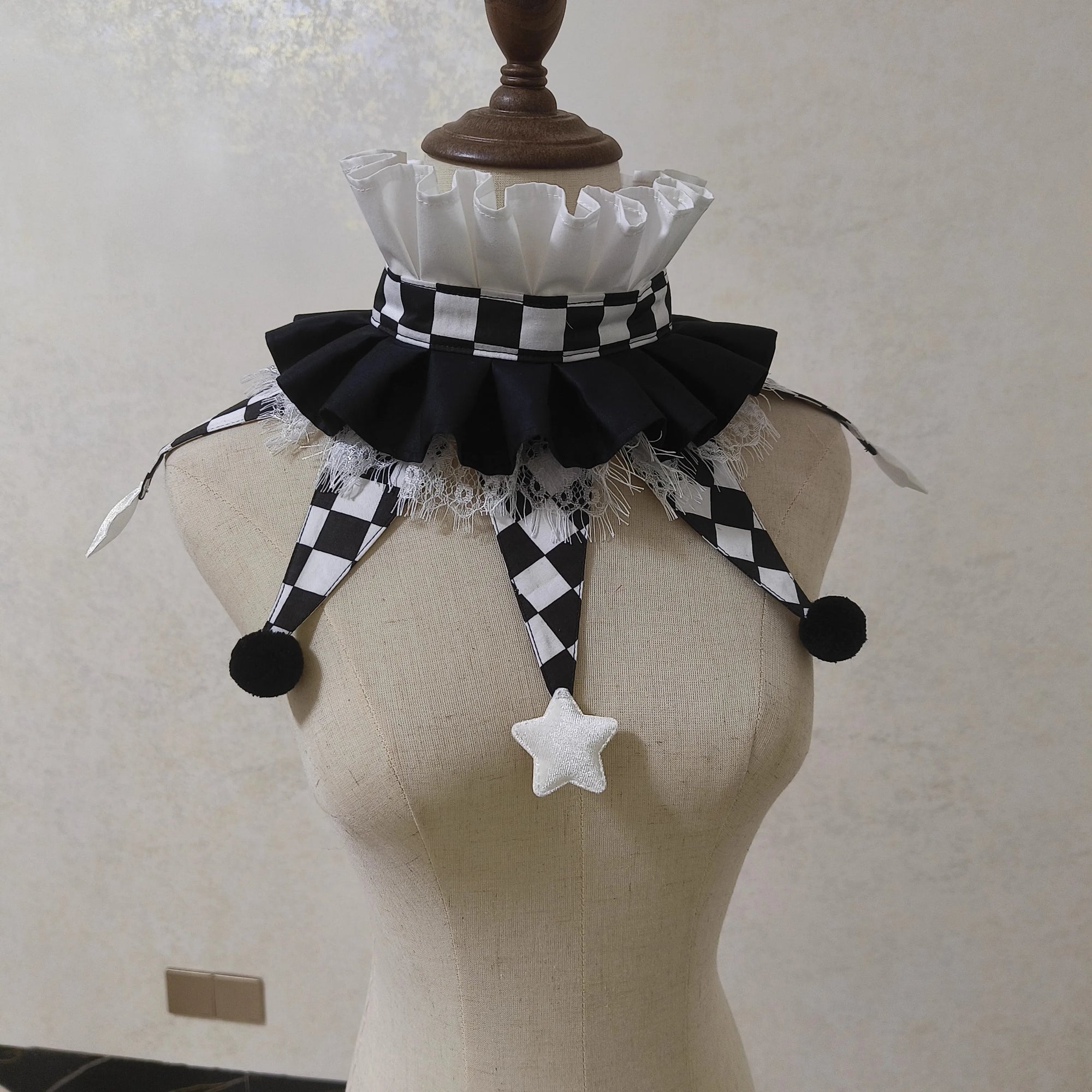 Original Designed Colorful Clown Collar Halloween Performance Characteristic Collar Fairy - Navy Blue / one size-15.7 in (40 cm)