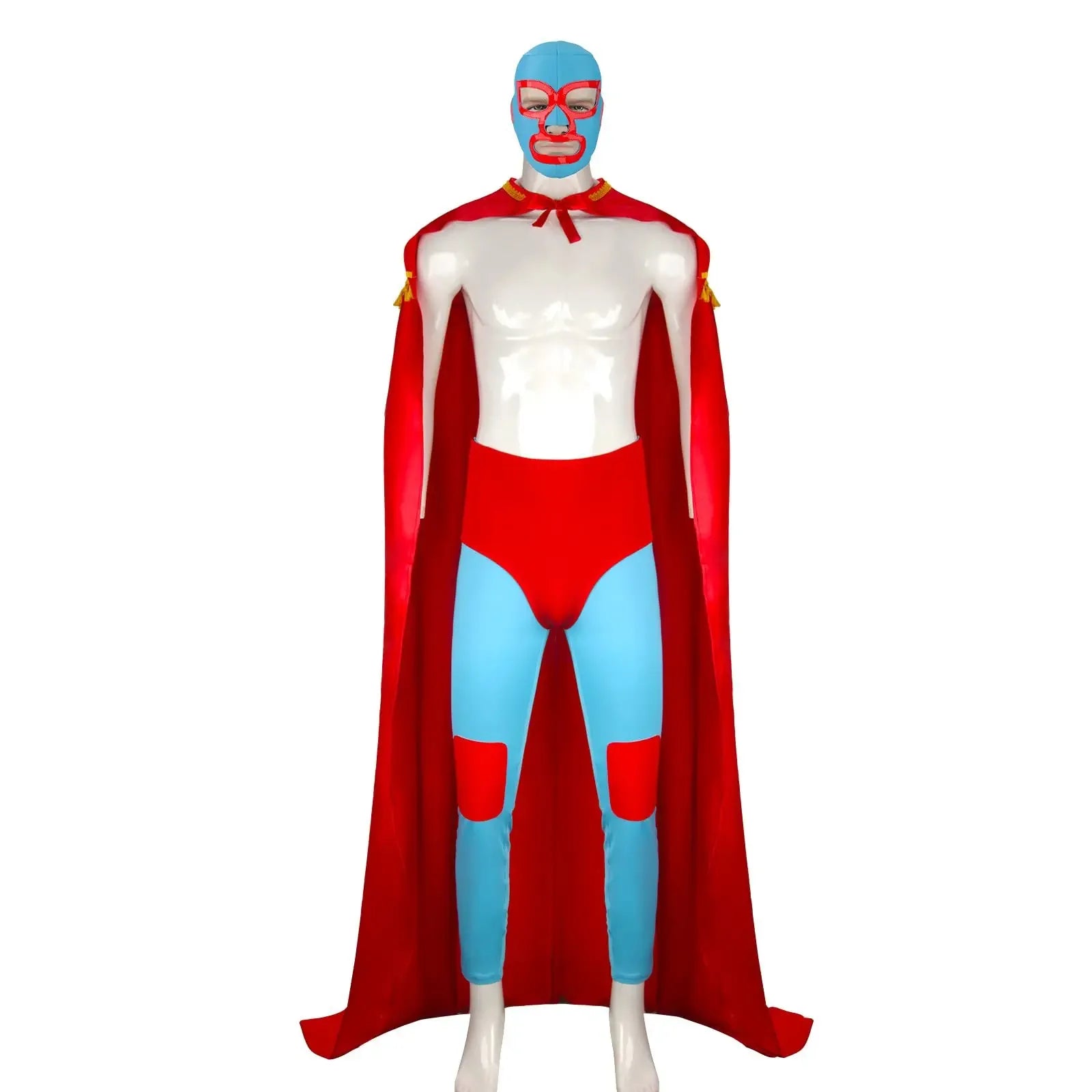 4PCS Mexican Wrestler Lucha Libre Costume Red Cloak Halloween Bullfighting Uniform Adult - Costume / S