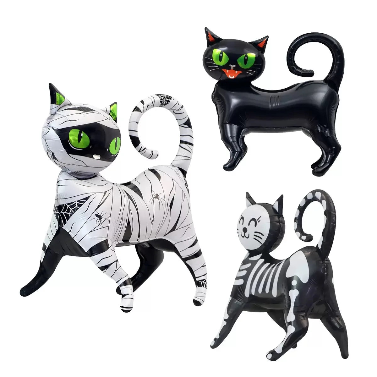 Halloween party decoration with black cat, aluminum foil balloons, 4D - product image 1