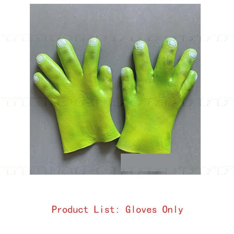 Movie Green Monster King Green Ogre Cosplay Mask Headset Gloves Halloween Makeup Ball