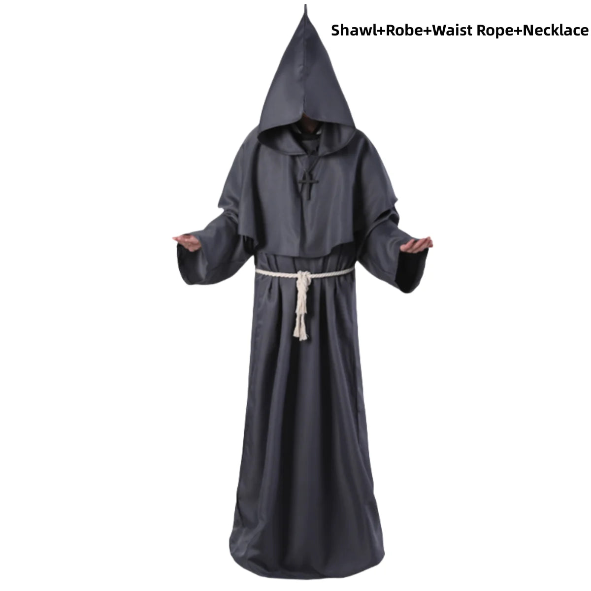 Adult Wizard Middle Ages Christian Monk Friar Priest Hooded Costume - alternate view 8