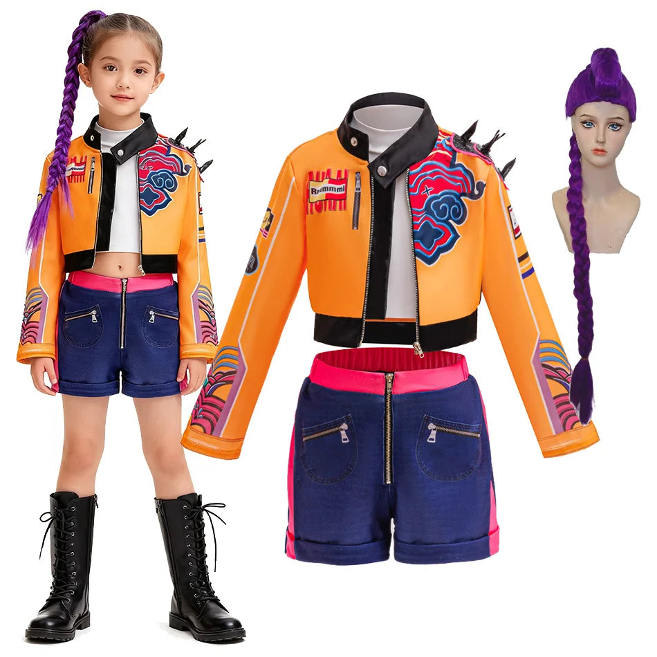 KPop Witch Hunt Squad Lumi Costume Set Girl Anime KPop Style Halloween Dress with Top - Rumi Set / 110(3Y)