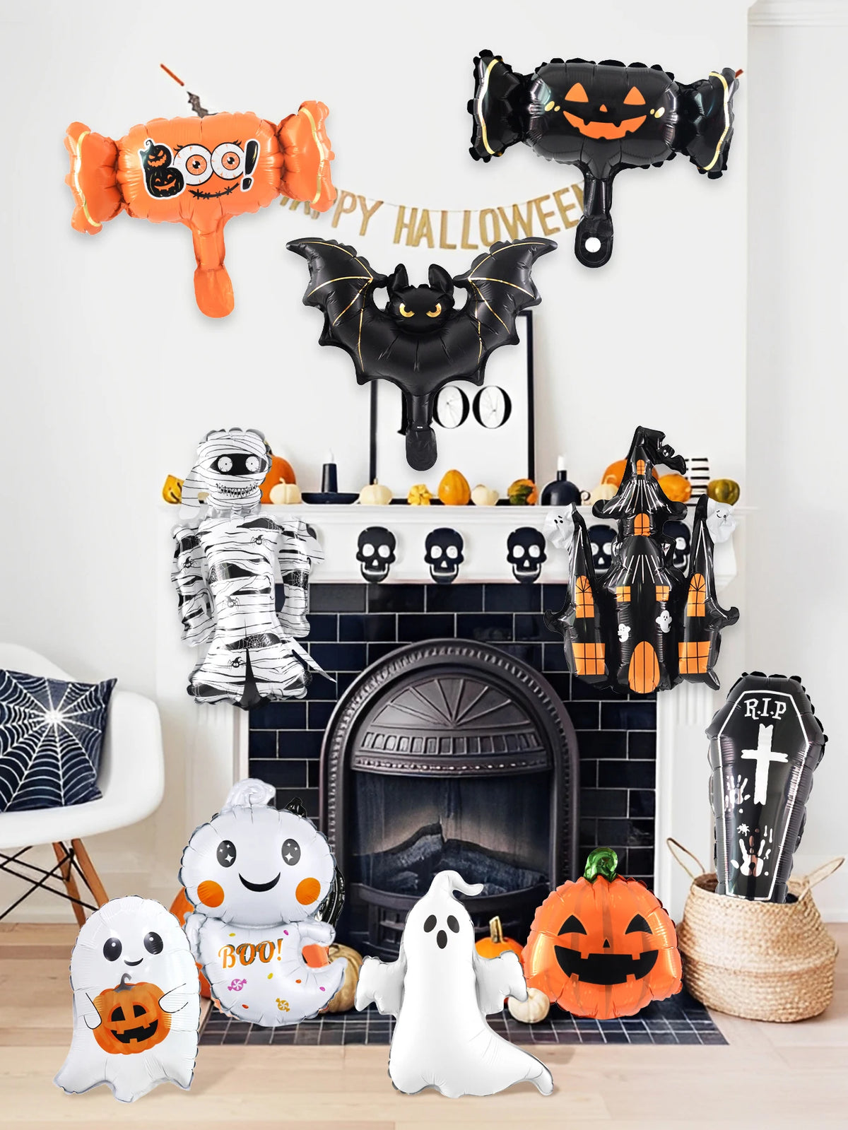 10-Piece Mini Halloween Foil Balloon Set Suitable Haunted Houses Pumpkin Themed - product image 3