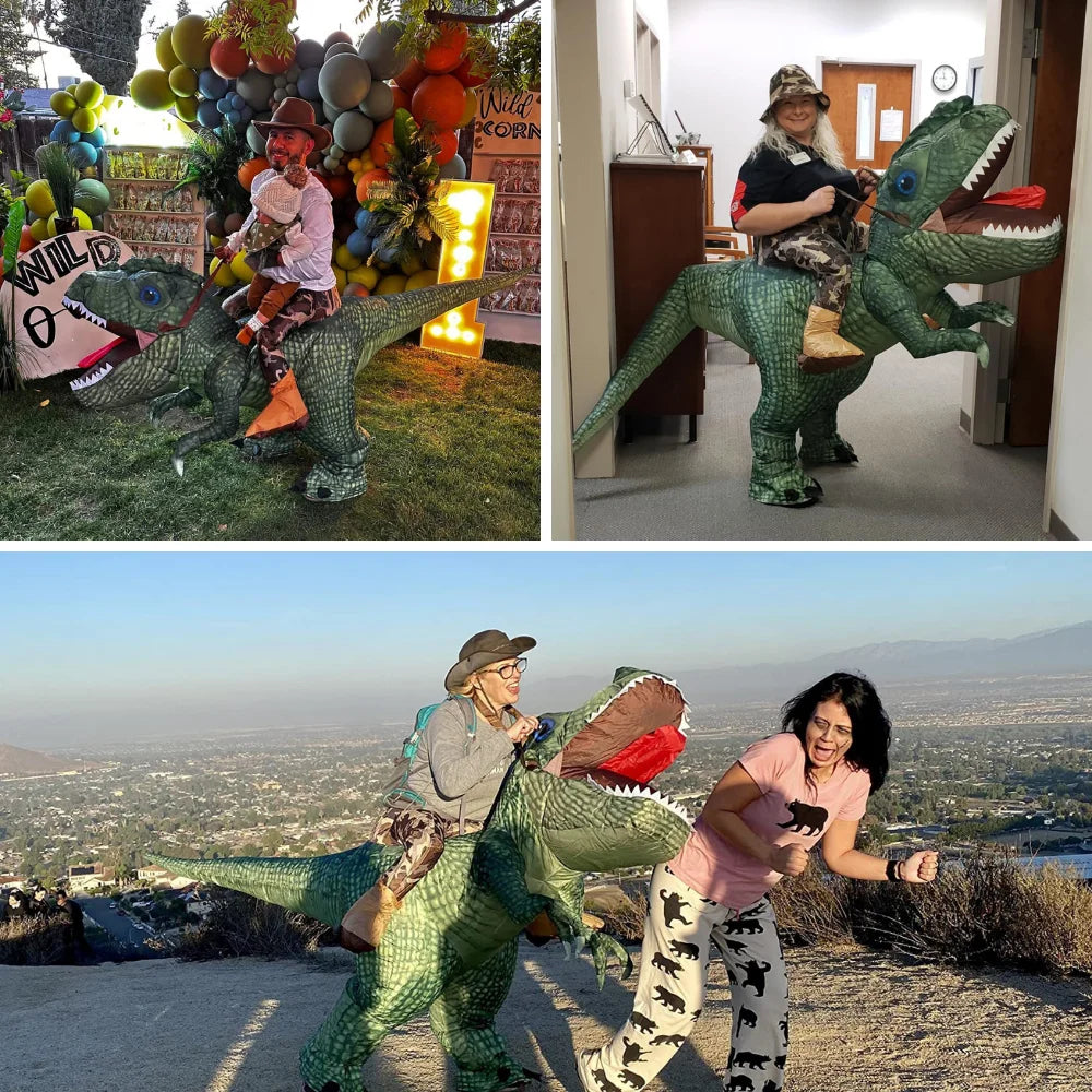 Inflatable Riding T-Rex Costume – Adult & Kids Dinosaur Outfit
