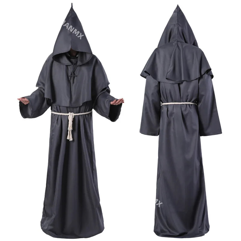 Halloween Men Medieval Monk Robes Monk Costumes Wizard Costumes Priest Costumes Costume - Blue / M