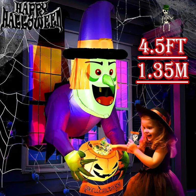 4.4 ft/4.5FT Inflatable Toys Decoration Climbing Window Witch Model