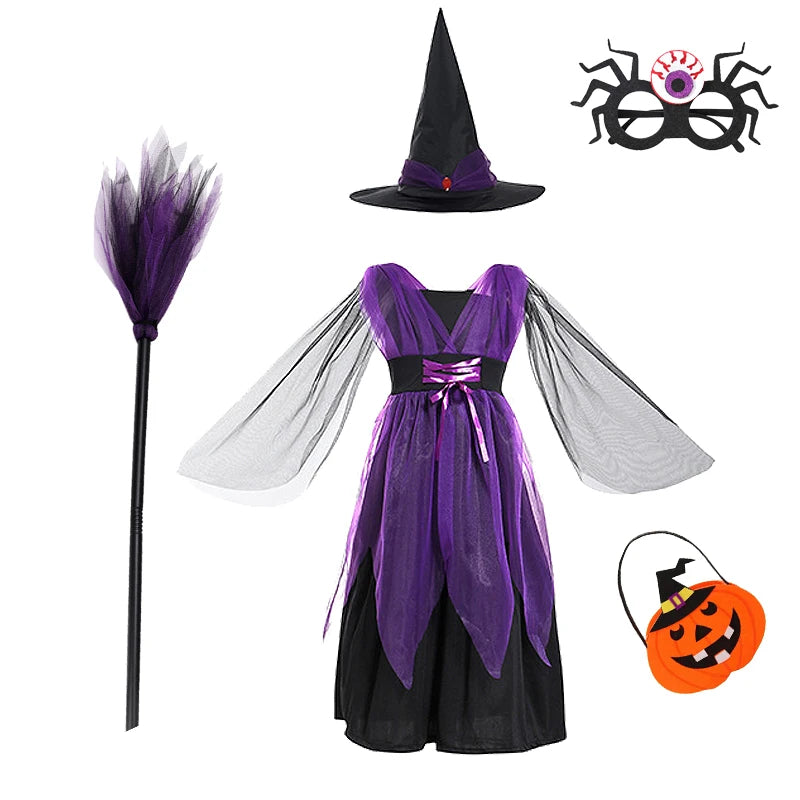 Kids' Girls Witch Vampire Dresses Clothes Dress Up Clothes for Costume - alternate view 16