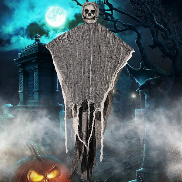 Halloween Hanging Skull Ghost Ornament Haunted House Decoration Horror Props Halloween - White Black