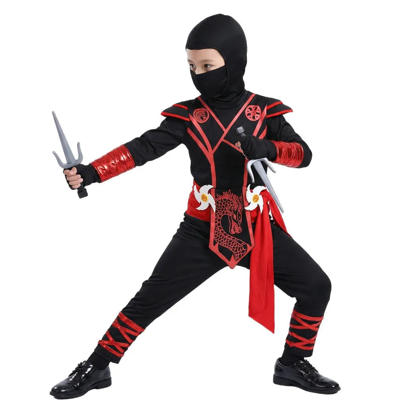 Boy / Girl Red Dragon Ninja Costume Cartoon Masked Warrior Halloween - product image 3