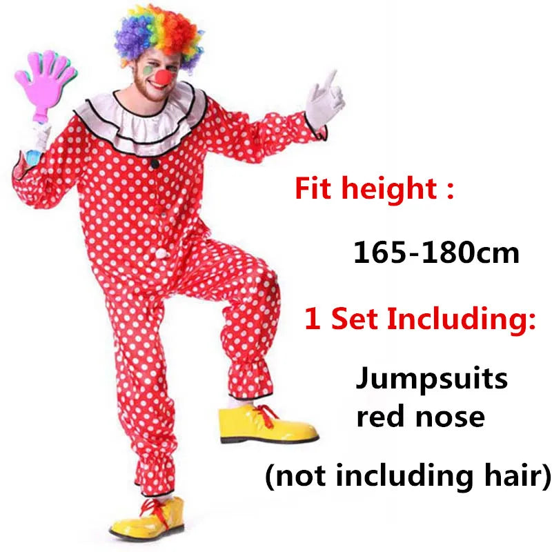Funny Men Holiday Circus Clown Costumes Cosplay Clothes Performance Wear Masquerade halloween costume Birthday - product image 6