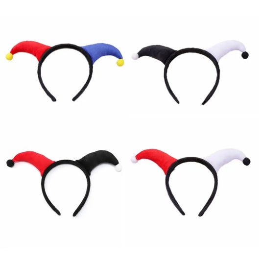 Cute Two-color Clown Headband Exaggerated Costume Accessories Halloween Devil Horn - Red-White
