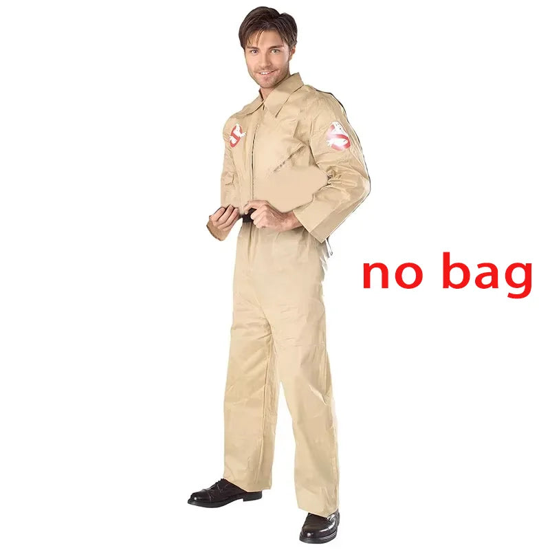 Halloween Father Paranormal Cleanup Team Costume Theme Costume Halloween Uniform Jumpsuit Bag Ideal - C / Adult 150