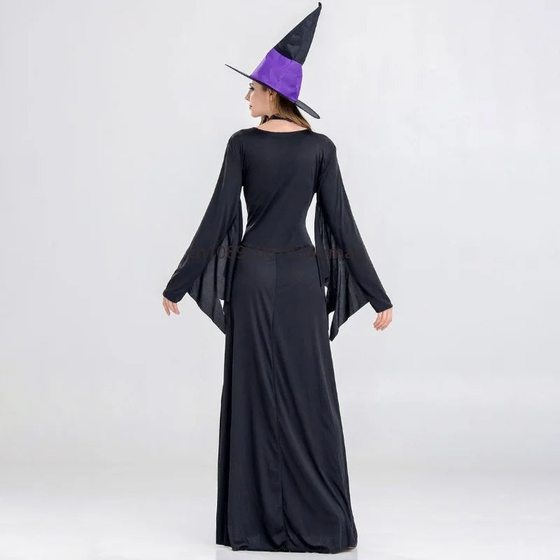 Women's Gothic Vampire Cosplay Purple Dress Witch Gown Halloween Dark Performance Costume Holiday Masquerade - product image 5