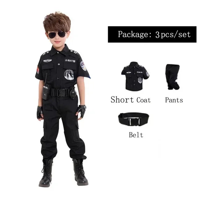 Cosplay Children Policeman Costumes Kids Christmas Party Carnival Police Uniform Halloween Boys Army