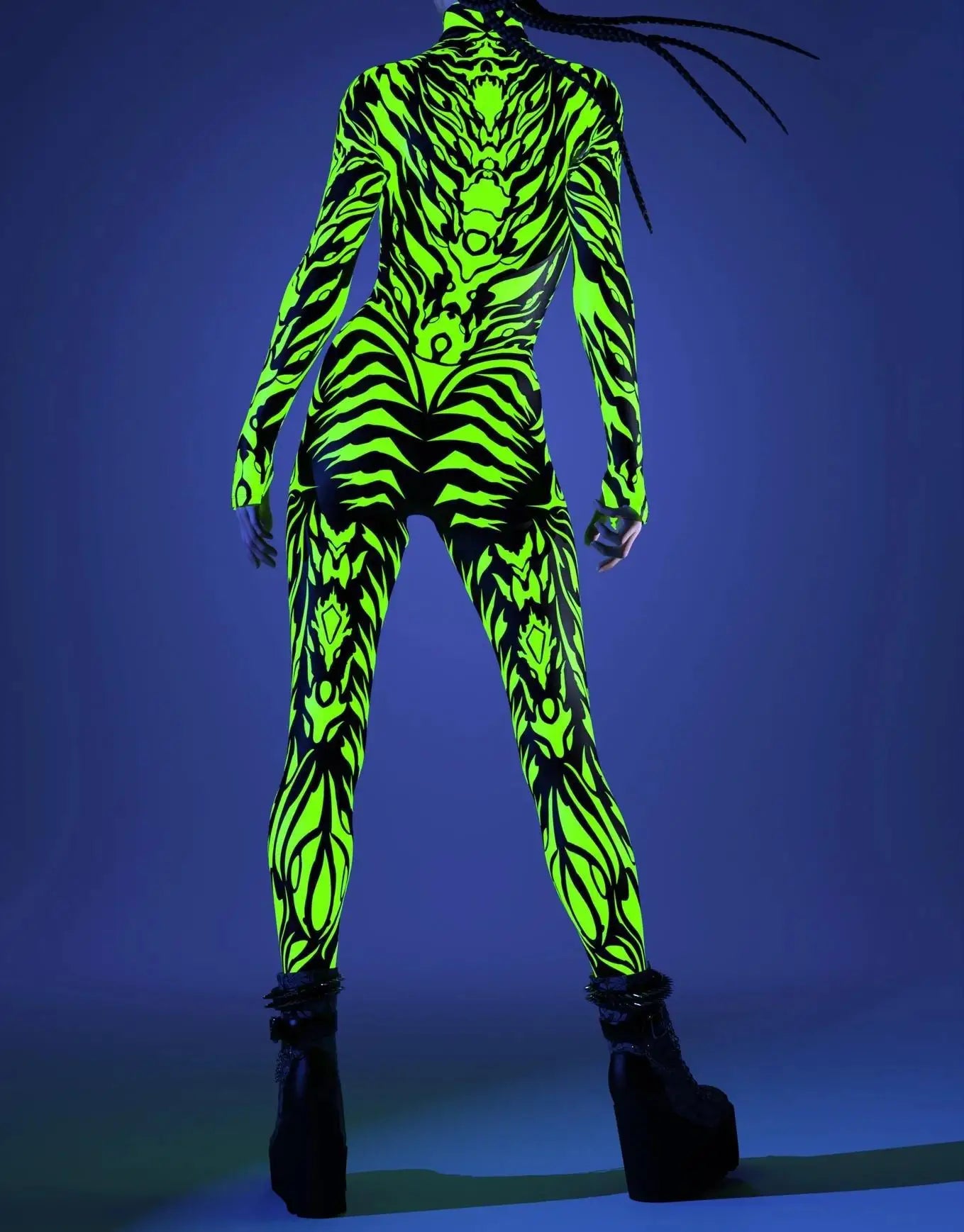 Women's 3D Abstract Print Full Body Jumpsuit Sexy Skinny High Neck Zentai Costume - alternate view 5