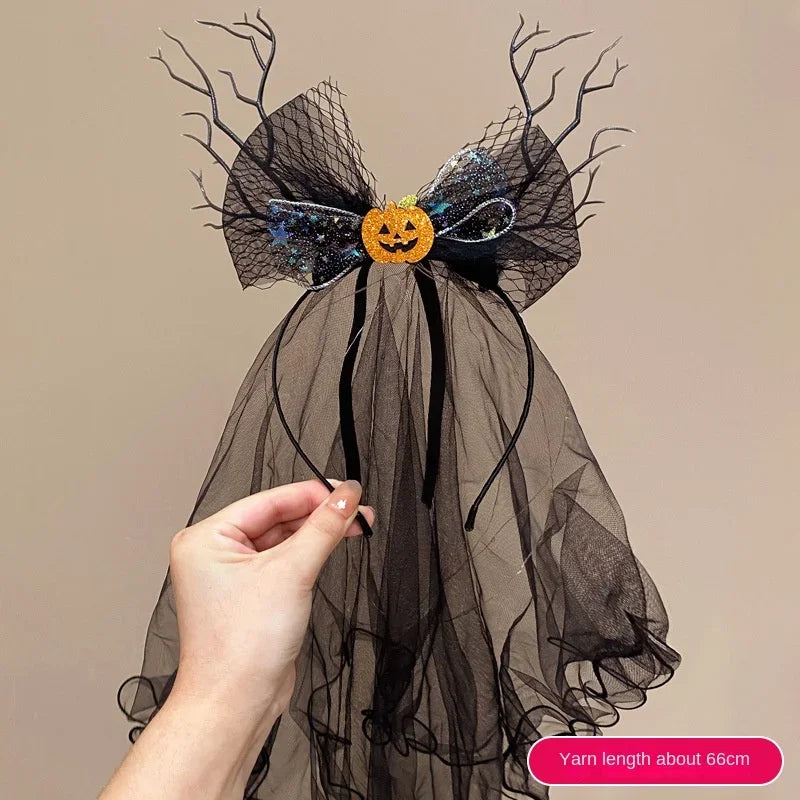 Light Up Black Halloween Veil Headband Women Girl Day of The Dead Butterfly - product image 8