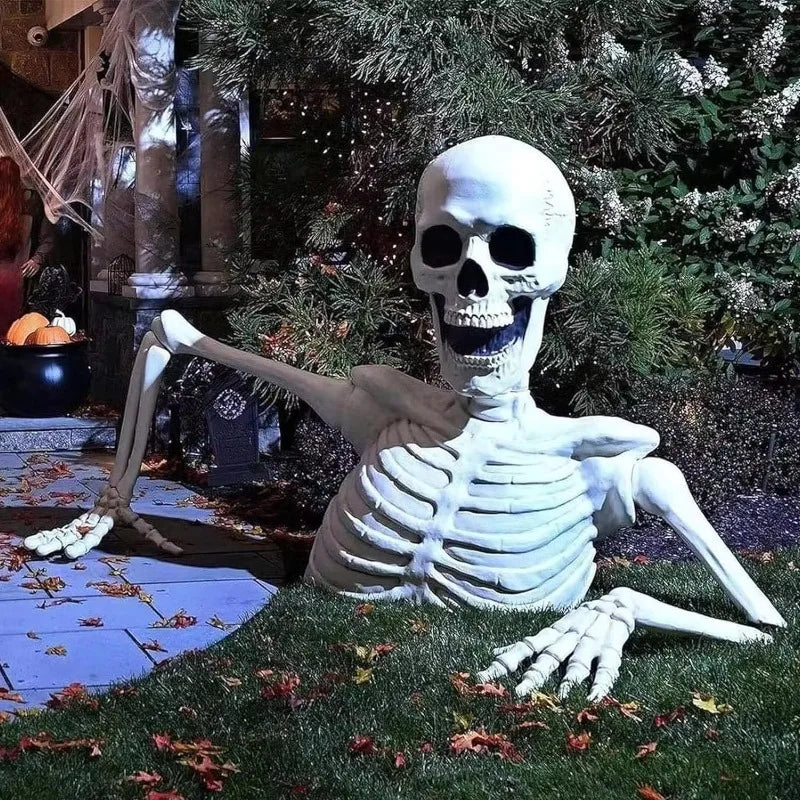 12 feet half-body big head skeleton ornament Halloween secret room set props Haunted houseOutdoor