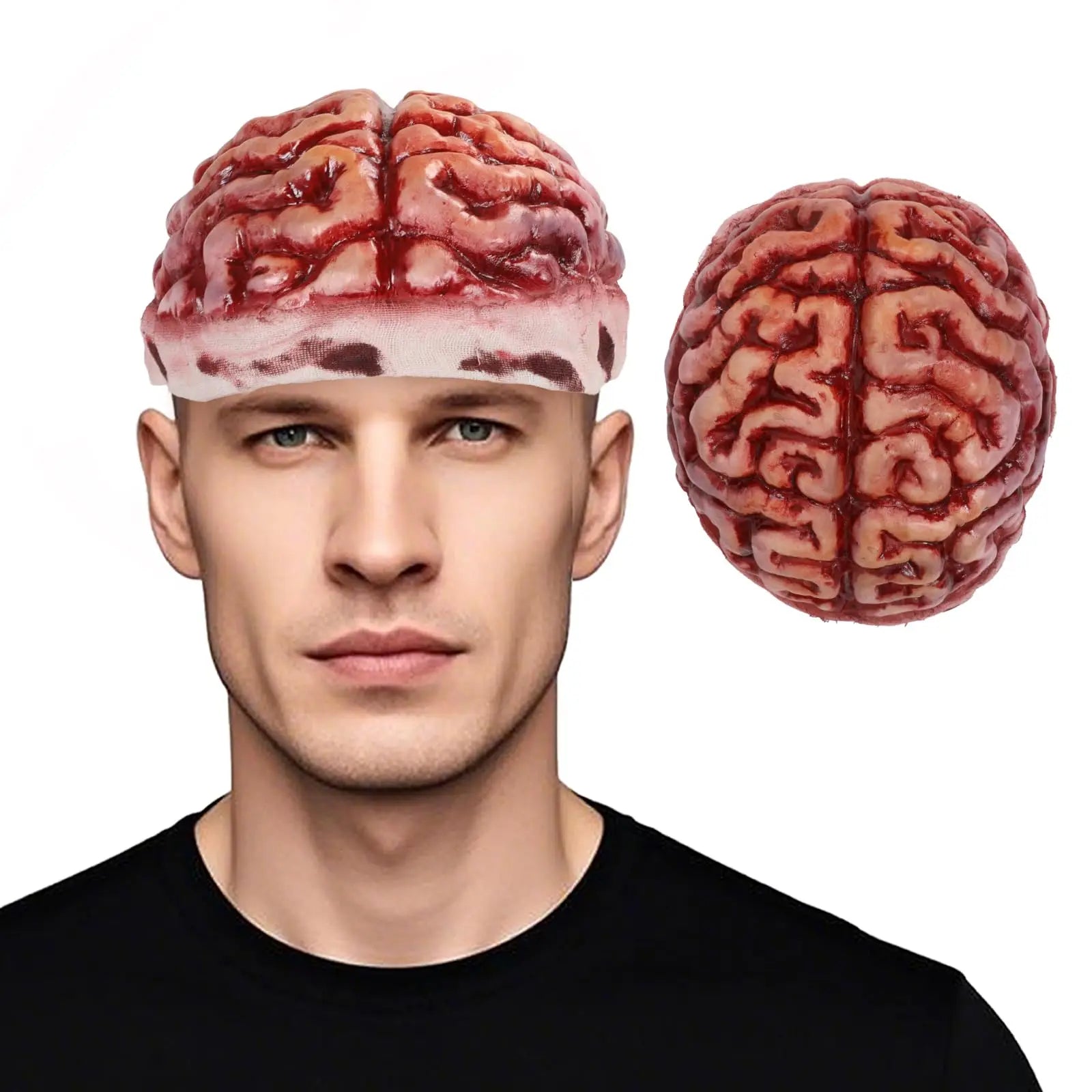 Bloody Zombie Brain Cap Mask Horror Zombie Mask Scary Halloween Realistic Brain Hat for CreepyCosplay