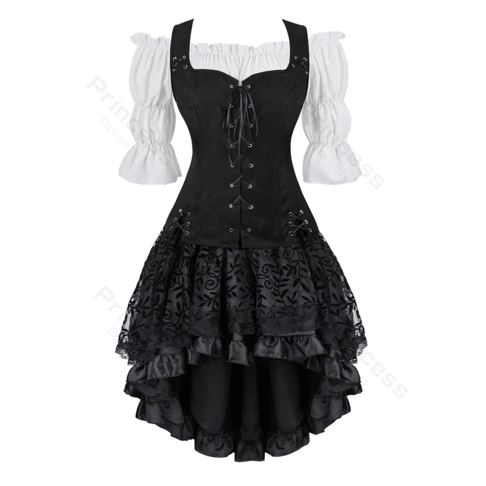 Pirate Dress Costume Halloween Cosplay Outfit Medieval Renaissance Dress Shoulder Off Women Costume XS-XXXL - product image 4