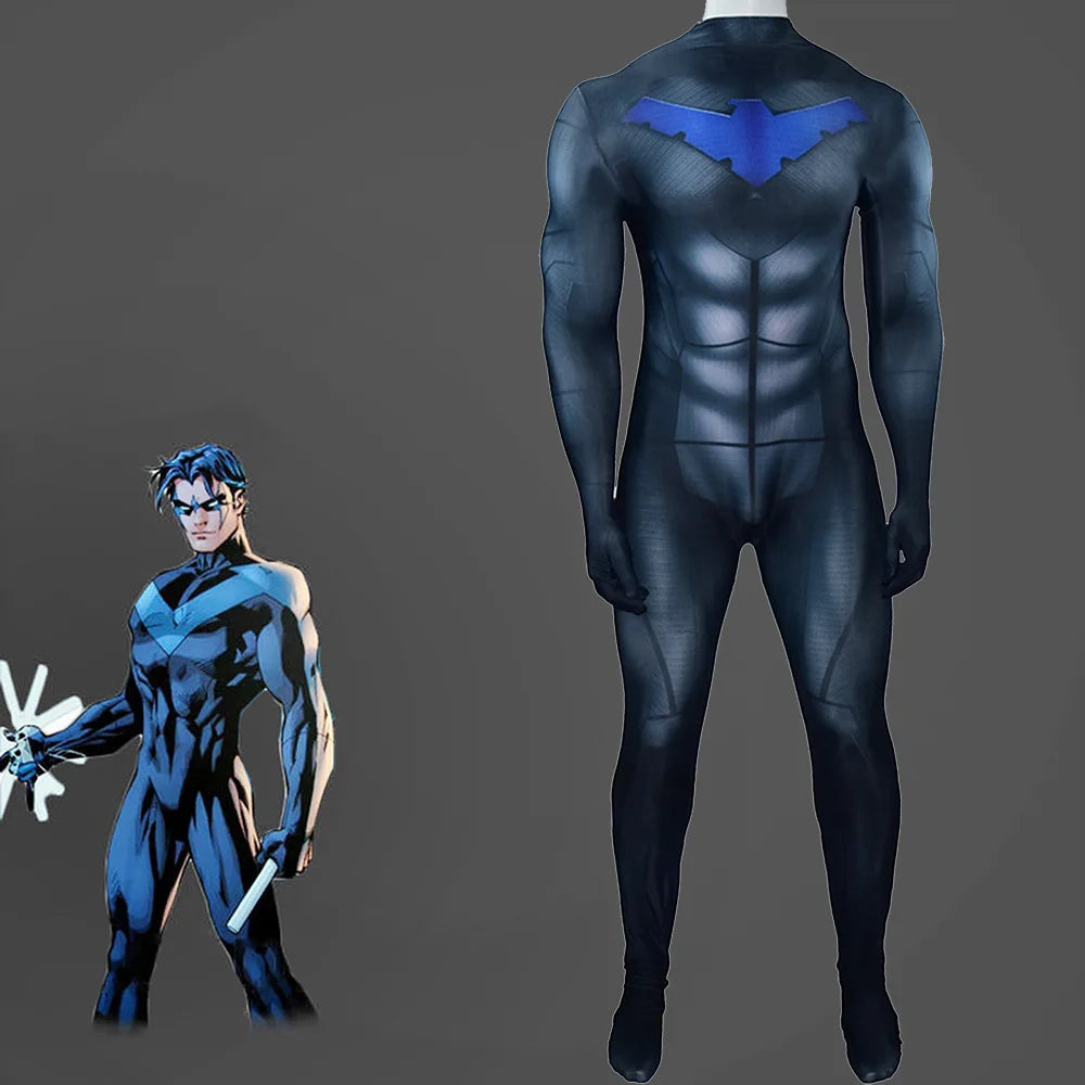 Hot Nightwing Costume Bodysuit Superhero Comic Anime Zentai Suit Halloween Men Male - Costume 1 / 110