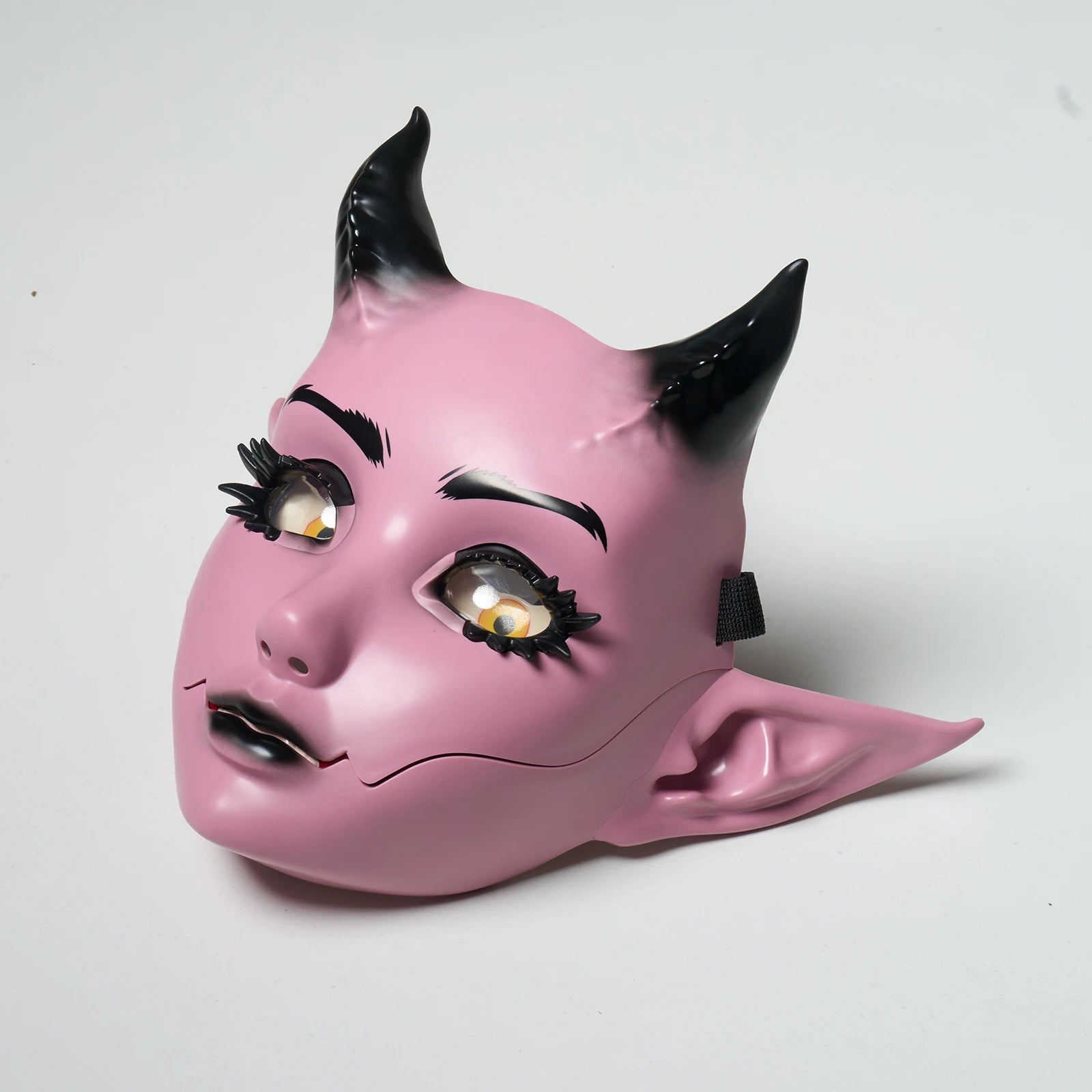 Halloween Pink Devil Mask Moving Jaw Demon Mask Costume Anime Horned Goblin Face Mask - View 5