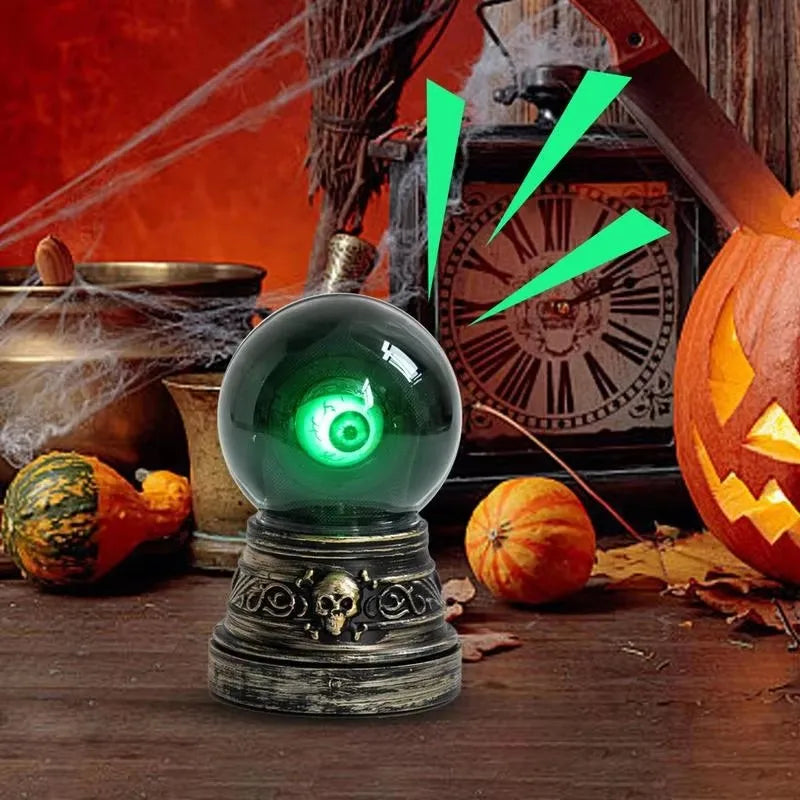 Crystal Ball with Blinking Green Evil Eye LED Gothic Decor Battery Operated - product image 2