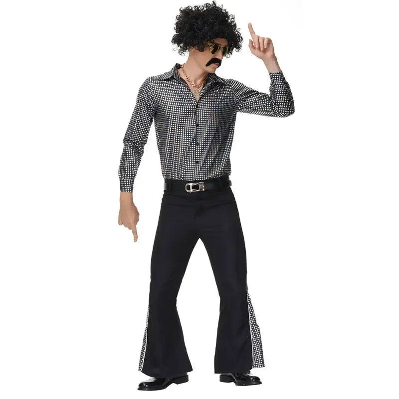 Festival Music Hippie Costumes Set 70s 80s Cosplay Costume Suit Men Fancy Disguise Vintage Rock Disco Club Set - product image 2