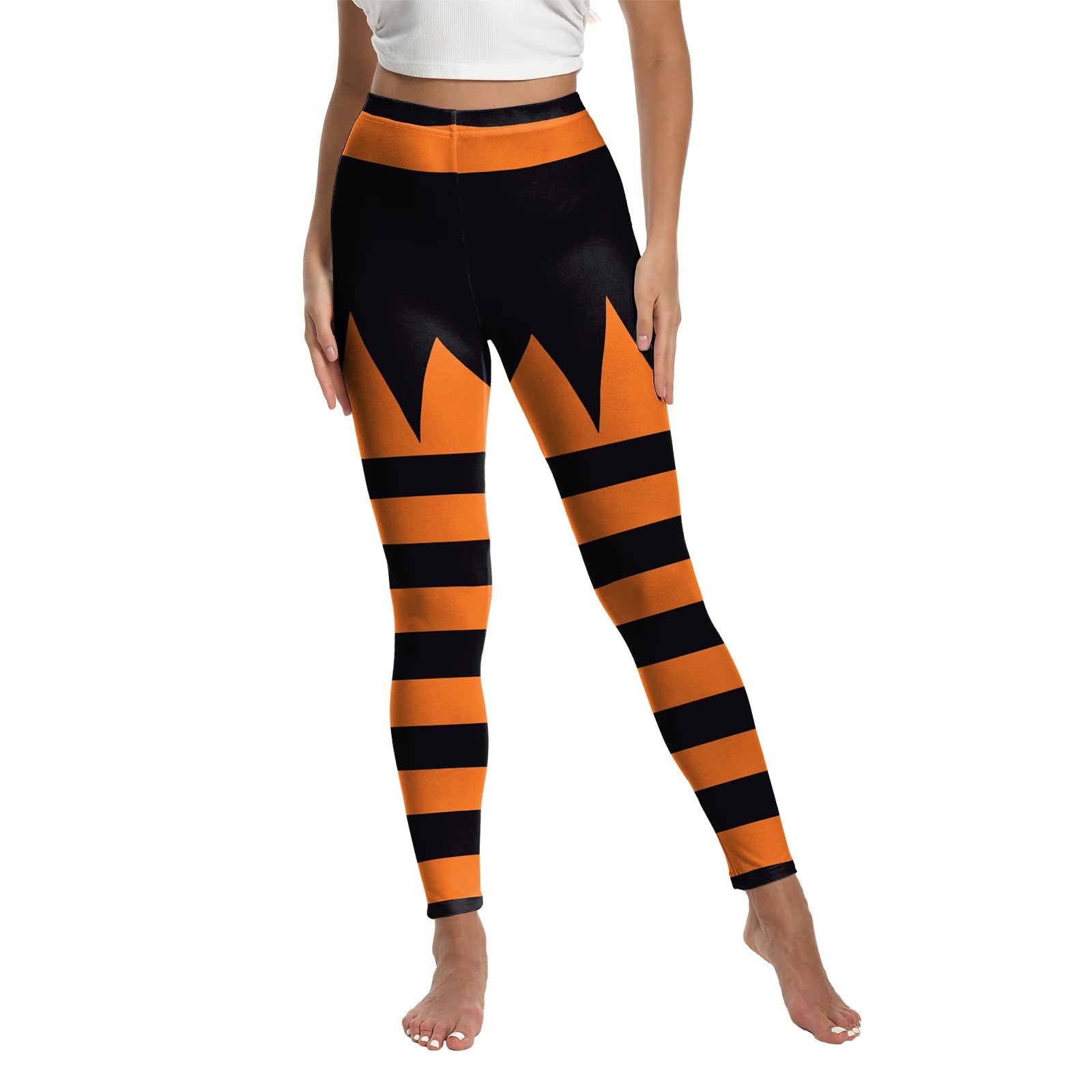 Women's Spooky Pumpkin Stripe Leggings - alternate view 18